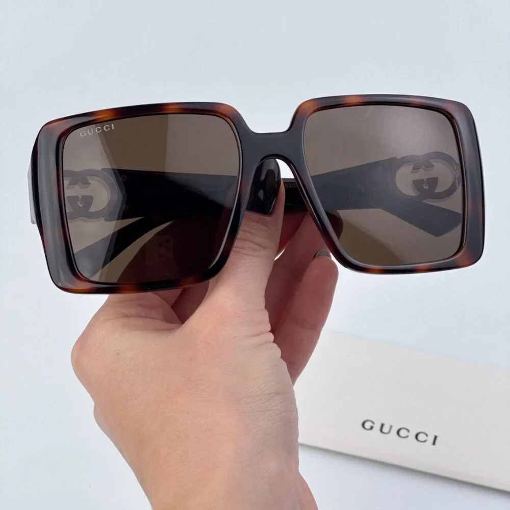 Gucci GG1692S 002 BRAND NEW Sunglasses Havana Brown Square Women
